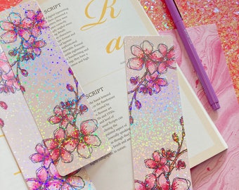 cherry blossom bookmark, floral bookmark, floral book mark, bookmarks, cherry blossom gifts, book lover gift, under 5 gifts, gifts for her