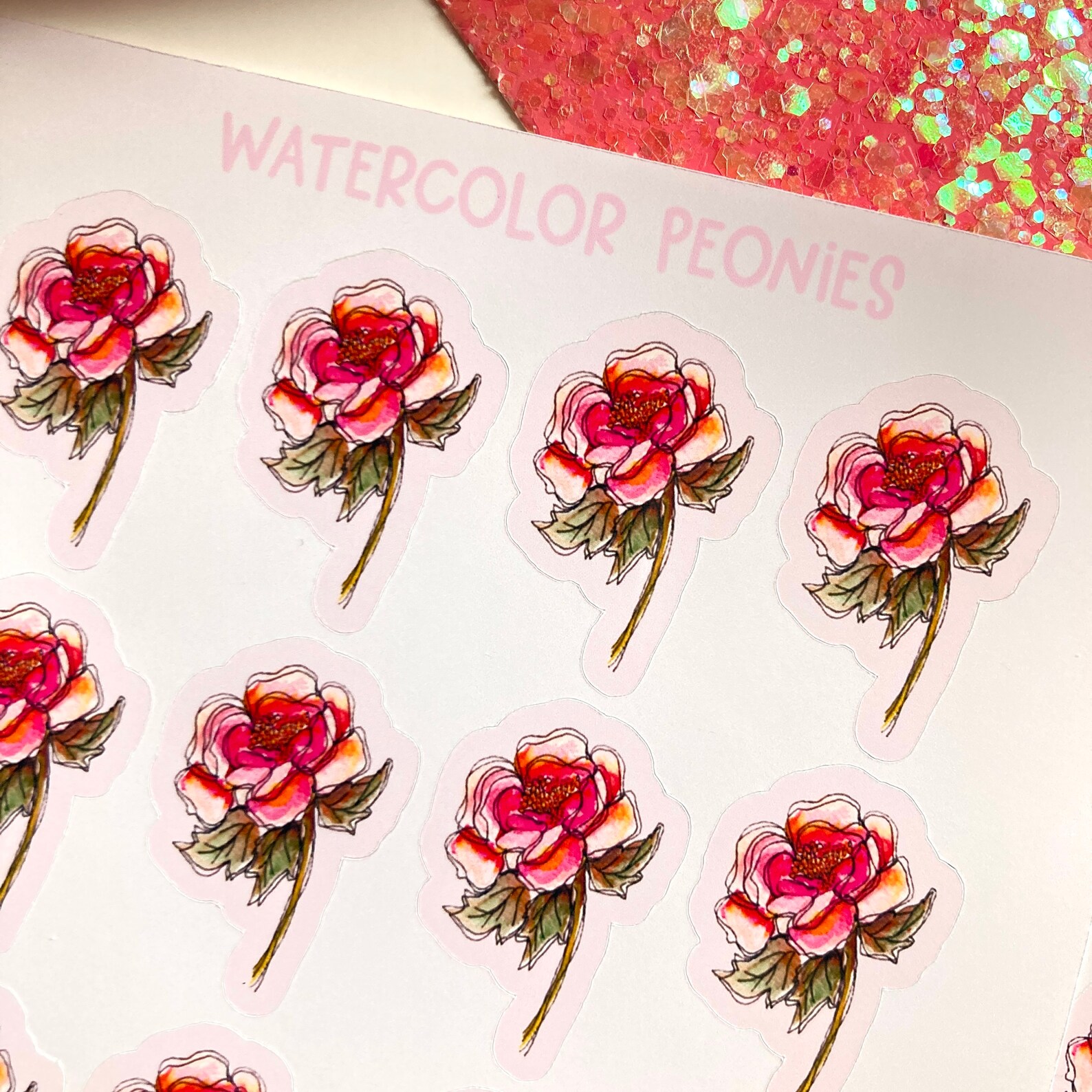 Peony Stickers, Peony Sticker Sheet, Flower Sticker Sheet, Floral ...