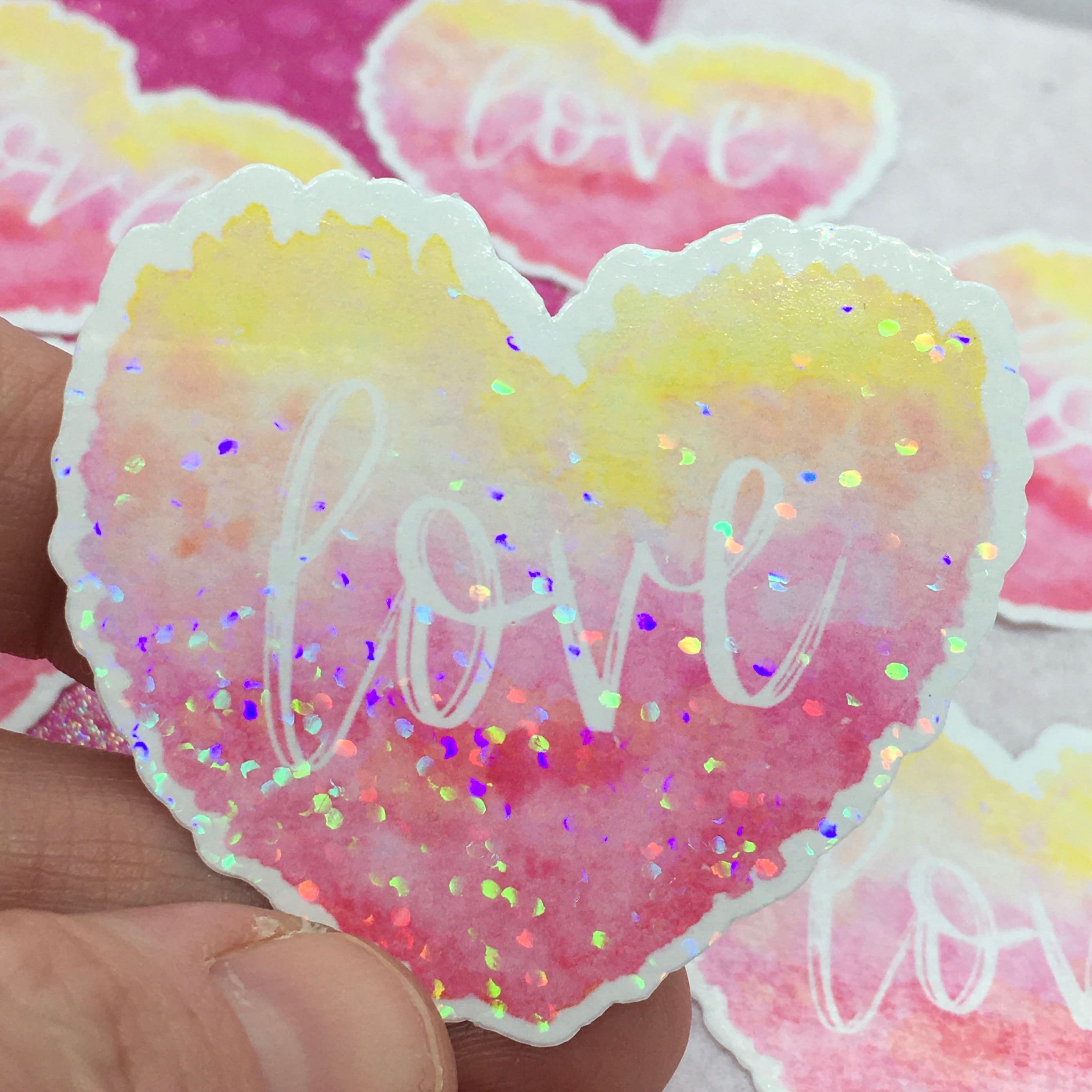 Watercolor Heart Sticker, Love Sticker, Rainbow Heart, 2 X 2 Inch ...