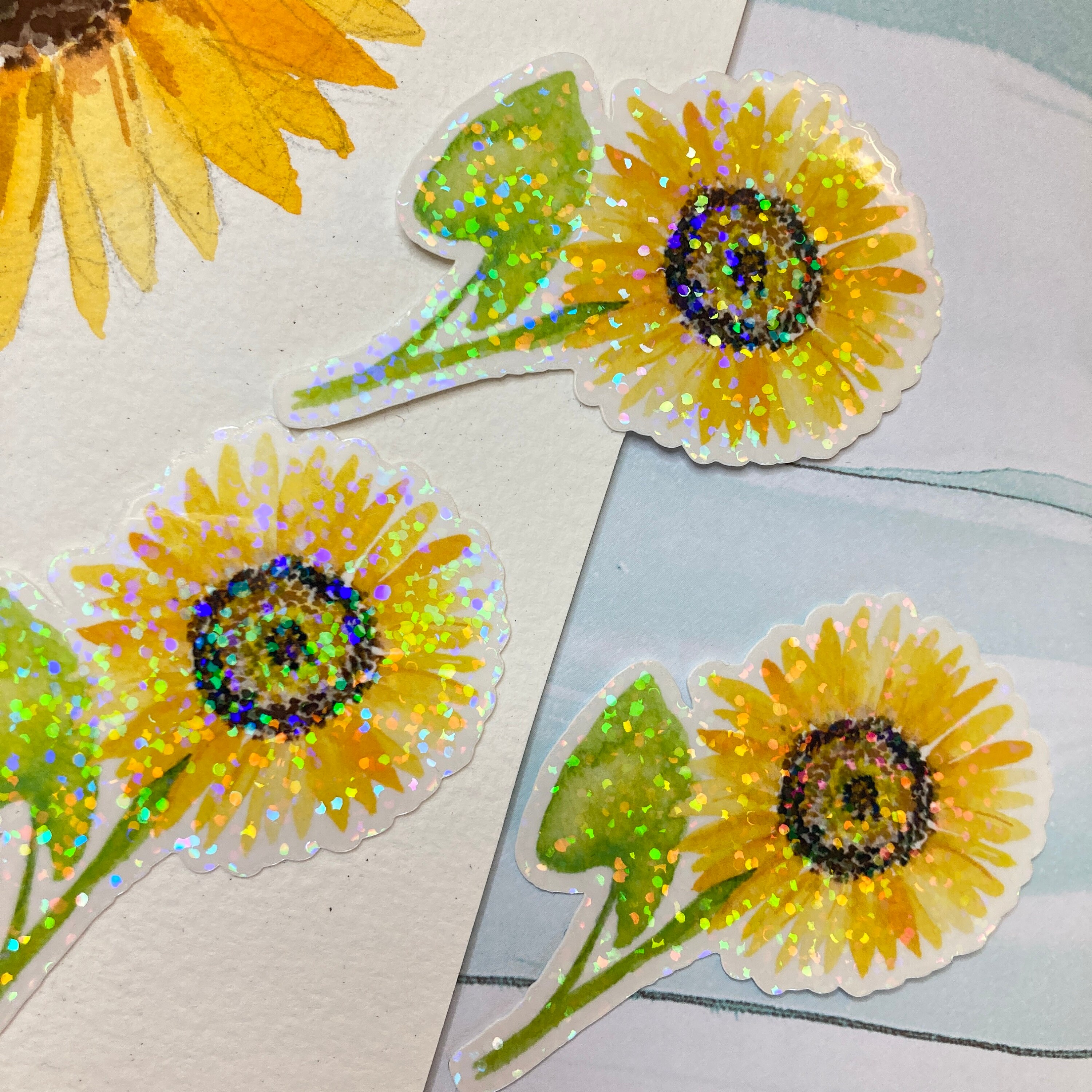 Sunflower Sticker Watercolor Sticker Yellow Flower Sticker - Etsy