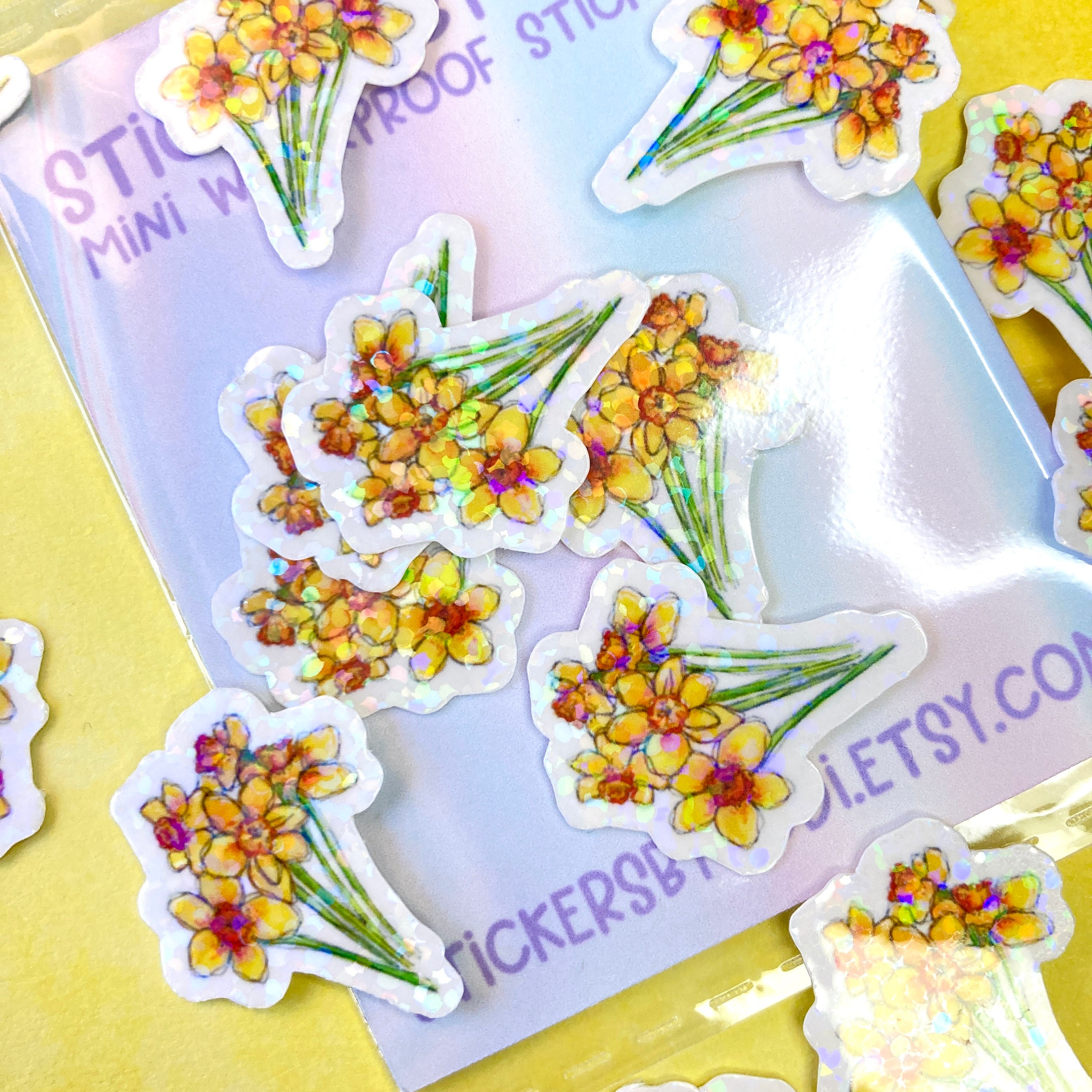 Small Mini Stickers Mini Daffodil Stickers, Tiny Stickers, Mini Stickers, Waterproof, Mini ...