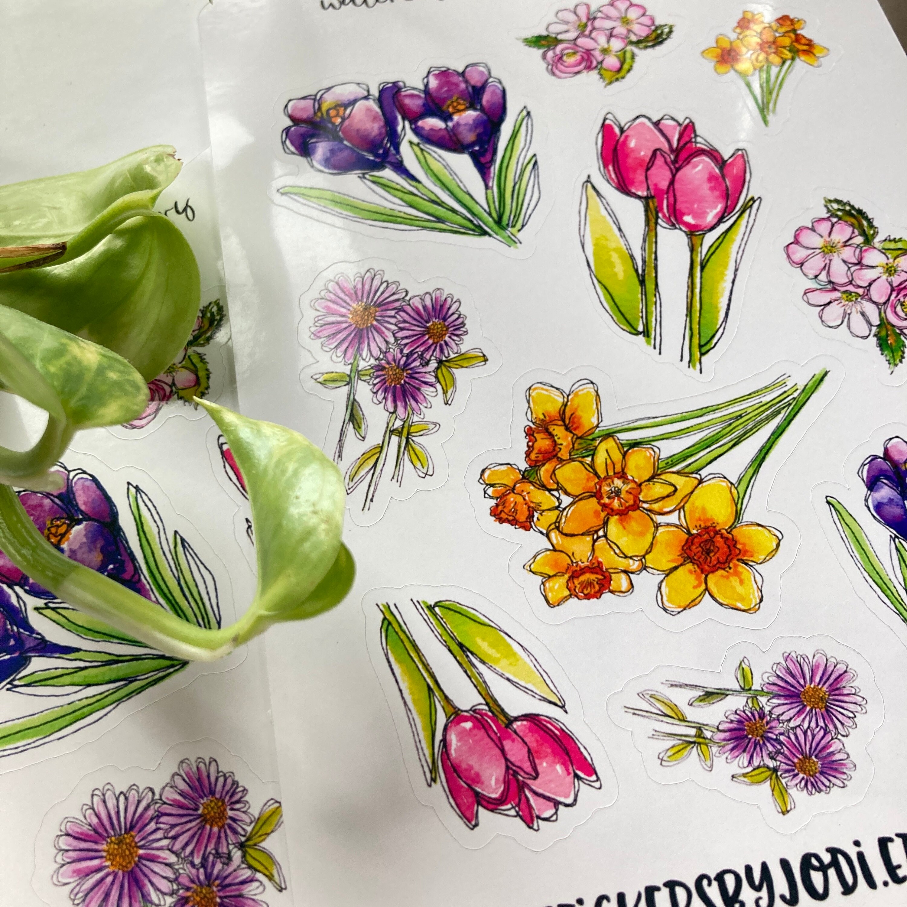 Spring Flower Planner Stickers. Watercolor Floral Planner Sticker ...
