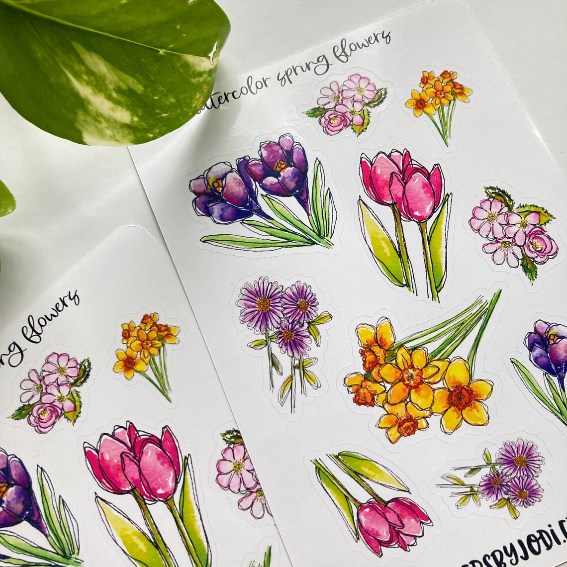 Spring Flower Planner Stickers. Watercolor Floral Planner Sticker ...