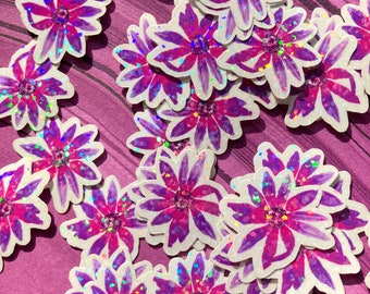 Mini autocollant fleur, autocollant floral, mini autocollant imperméable, autocollant pour gourde, mini autocollant, lot de mini autocollants, tout petit autocollant, violet