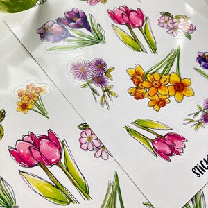 Spring Flower Planner Stickers. Watercolor Floral Planner Sticker ...