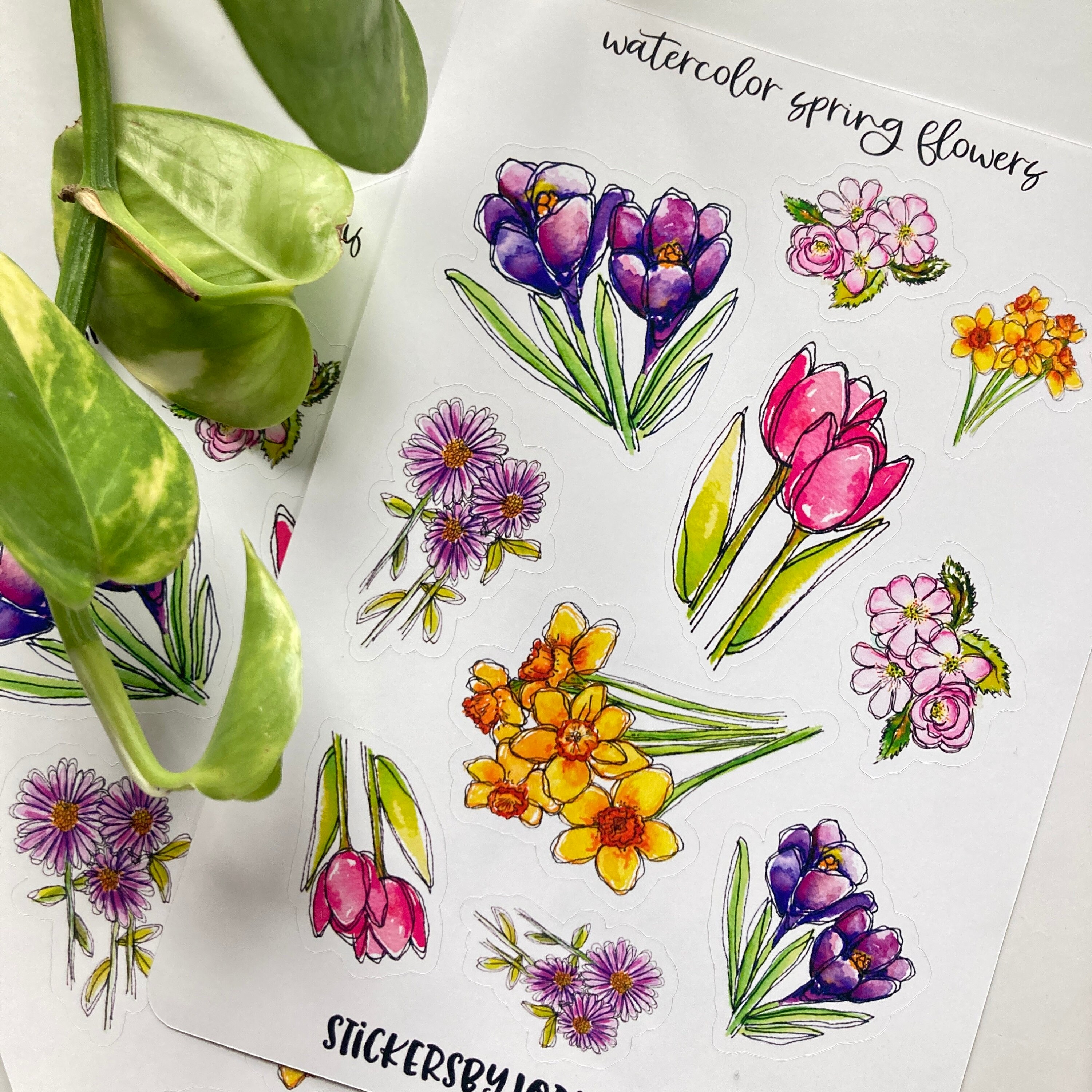 Spring Flower Planner Stickers. Watercolor Floral Planner Sticker ...