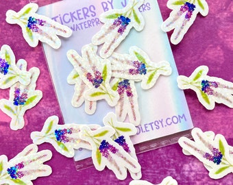 lavender stickers, lilac sticker, mini stickers, purple floral sticker, spring flowers sticker, sticker flakes, flower decal, waterproof