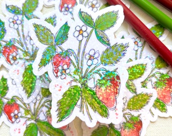 Strawberry Sticker, Large Vinyl Sticker Created From My Watercolor Painting