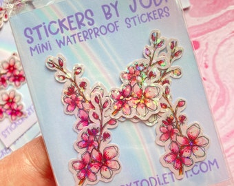 mini cherry blossom sticker, sticker, die cut decal, waterproof, water bottle sticker, hydroflask sticker, mini stickers, mini sticker pack