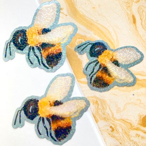 Bee Sticker, 2.4 x 2.6 in, Waterproof Sticker, Nature Stickers, Holographic, Waterproof, Laptop Stickers, Bumblebee Sticker, Honey Bee Decal