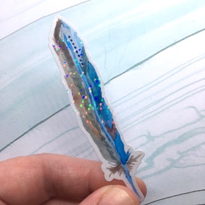 feather sticker, feather, laptop sticker, watercolor sticker, nature sticker, holographic sticker, handpainted, feather decal, bird lover