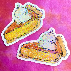 pumpkin pie sticker, fall sticker, vinyl stickers, thanksgiving sticker, autumn sticker, pumpkin pie decal, handmade stickers, glitter decal