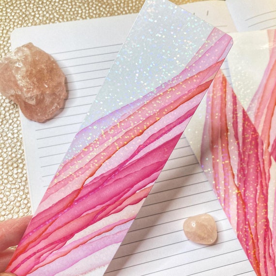 abstract bookmark, beautiful bookmark, alcohol ink bookmark, pretty bookmark, pink book mark, bookmarks, unique gifts, unique bookmark gift