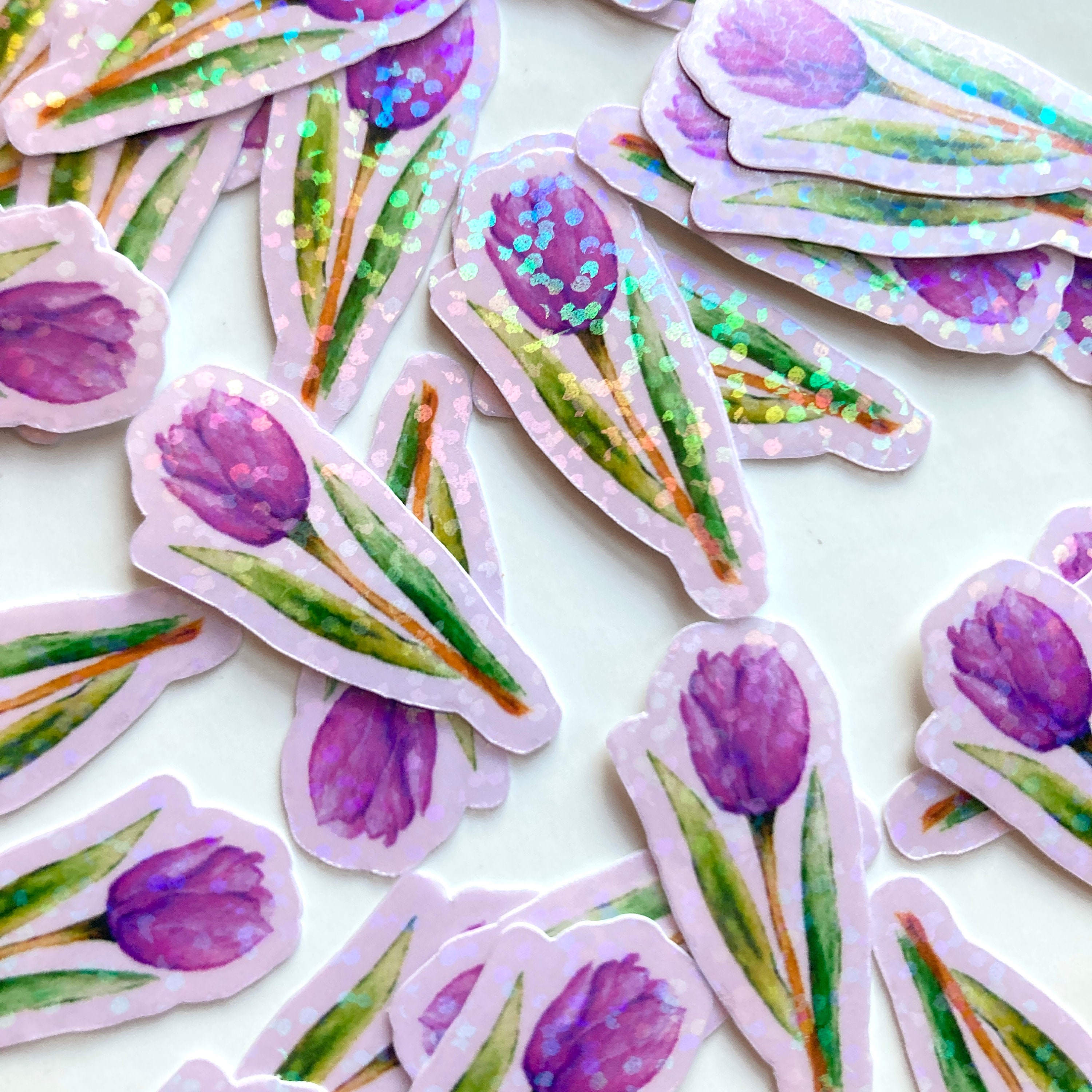 Mini Purple Tulip Sticker, Sticker, Mini Stickers, Mini Sticker Pack ...