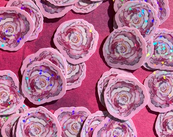 Autocollants mini roses, autocollants roses, autocollants imperméables, mini autocollants, autocollants aquarelle, mini autocollants, lot de mini autocollants, paillettes de rose