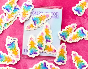 mini rainbow trees sticker, mini trees, tiny tree sticker, pride sticker, rainbow sticker, lbgtq, equality sticker, love sticker, nature