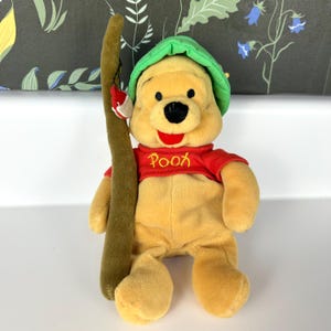 2005 Vintage Disney Store Winnie the Pooh Bean Bag Plush - Fishing Pooh - RETIRED