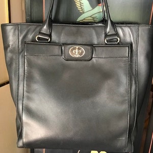 Kate Spade -New York- Large Black Leather Shoulder Tote With Charm Attached!
