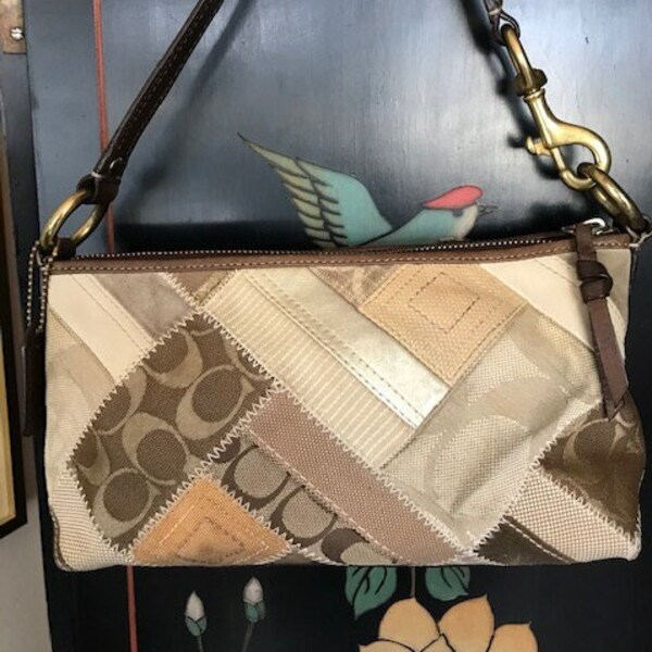 Coach Patchwork Signature Canvas Of Browns, Golds & Tans #B0873-12525 With Logo Charm Tag Attached!