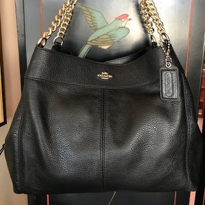Coach Black Pebbled Leather & Chain Shoulder Bag #D1881-F28998
