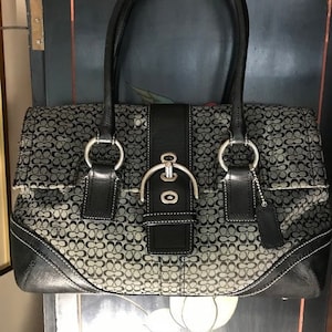 Coach Black Leather & Signature Canvas Satchel #G0785-F10929 With Charm Tag Attached!