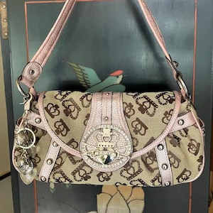 Kathy Van Zeeland Pink Crocodile Pattern Vegan Leather & Brown