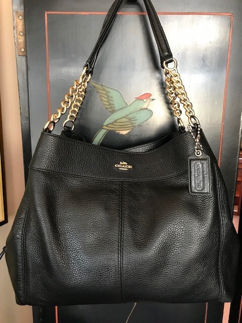 Coach Black Pebbled Leather & Chain Shoulder Bag #D1881-F28998
