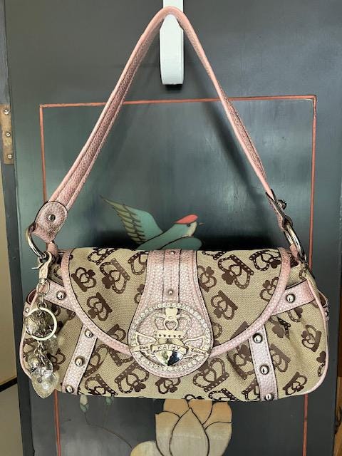 Kathy Van Zeeland Pink Crocodile Pattern Vegan Leather & Brown