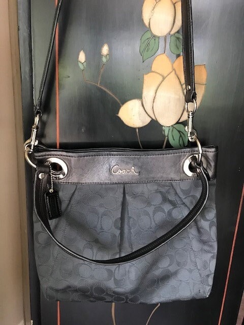 Coach Ashley Signature Charcoal Gray Lurex Crossbody-shoulder Bag