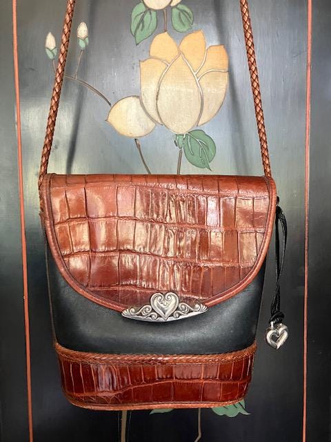 Brighton Black & Brown Leather Crossbody Handbag (RARE) #479086