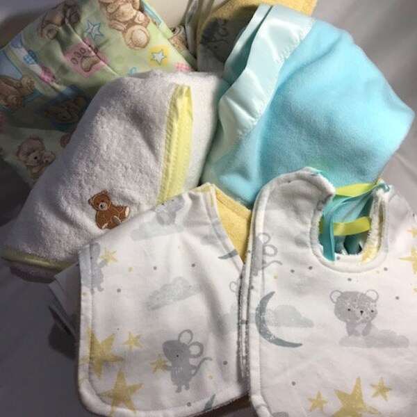Baby Gift Set Handmade Soft Snuggle Fabric With A Teddy Bear Pattern!