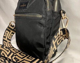 Coach Signature Canvas With Dark Brown Stripe Hobo Shoulder Bag