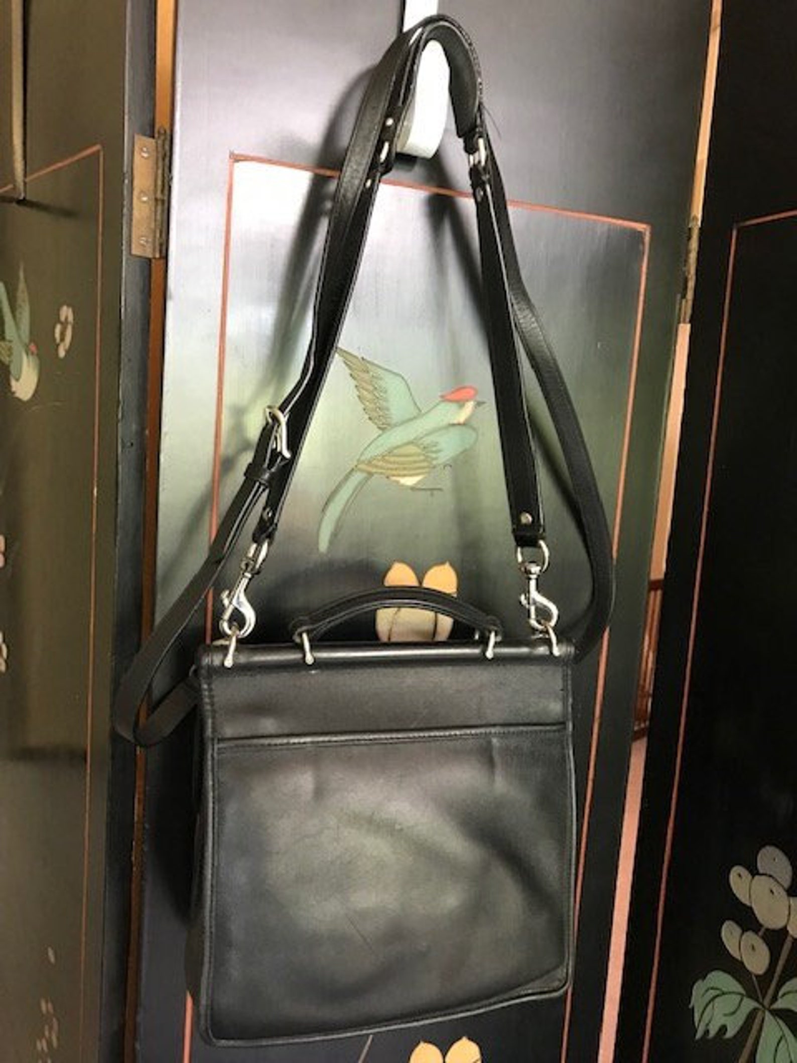 Coach Black Leather Willis Shoulder, Crossbody & Top Handle Bag rare