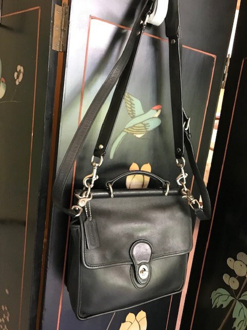 Coach Black Leather Willis Shoulder, Crossbody & Top Handle Bag rare