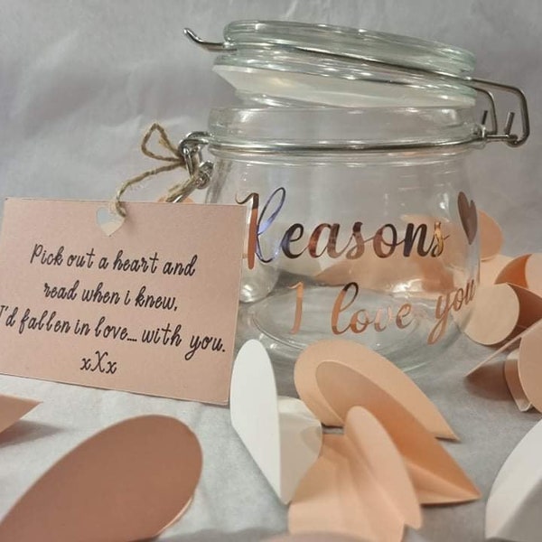 40 Reasons I Love You Jar, Unique Gift for Partner, I Love You Because gift, Valentines Boyfriend Gift / Girlfriend Gift, couple keepsake