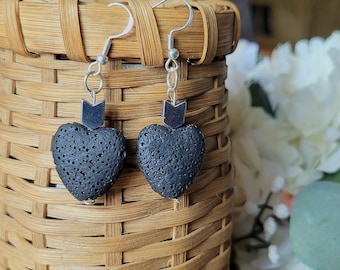 Heart Shaped Lava Stone Diffuser Earrings