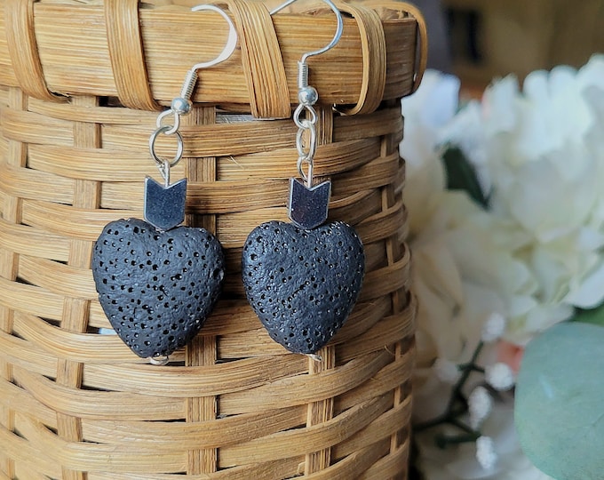 Heart Shaped Lava Stone Diffuser Earrings