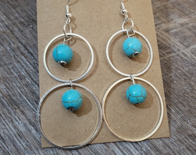 Hoop Earrings With Gemstone Accent Bead | Single OR Double Hoop Earrings |