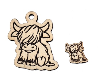 Laser Cut Wooden Highland Cow Dangle Earring Blanks – Farmhouse DIY Jewelry Supply