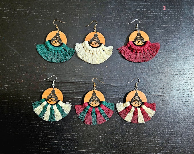 Macrame Christmas Story Ralphie "Oh, Fudge!" Earrings