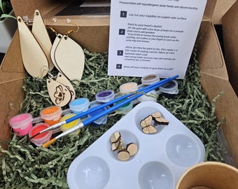 DIY Paint Your Own Wood Earrings Kit: Studs & Dangles