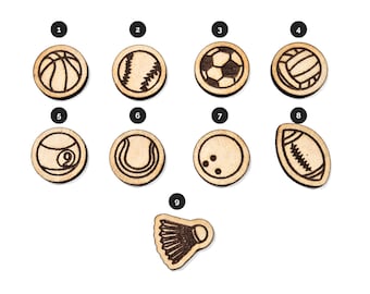 Laser Cut Wooden Sports Stud Collection – Basketball Baseball Soccer Football DIY Earring Blanks