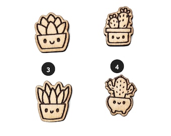 Laser Cut Wooden Succulent & Cactus Stud Collection – Botanical DIY Earring Blanks