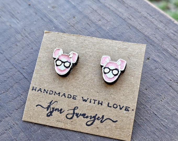 Christmas Story Painted Wood Stud Earrings | Bunny Suit