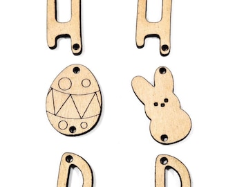 Laser Cut Wooden Easter Earring Blanks – HOP Letters, Egg, Peep Shapes – DIY Jewelry Supply