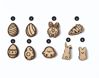 Laser Cut Wooden Easter Stud Collection – Bunny Egg Chick Carrot – DIY Earring Blanks