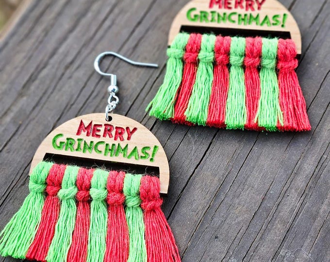 Macrame Grinch Earrings