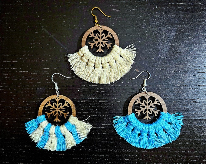Macrame Winter Snowflake Earrings
