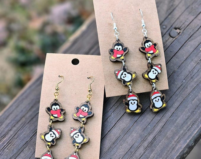 Penguin Painted Dangle Earrings
