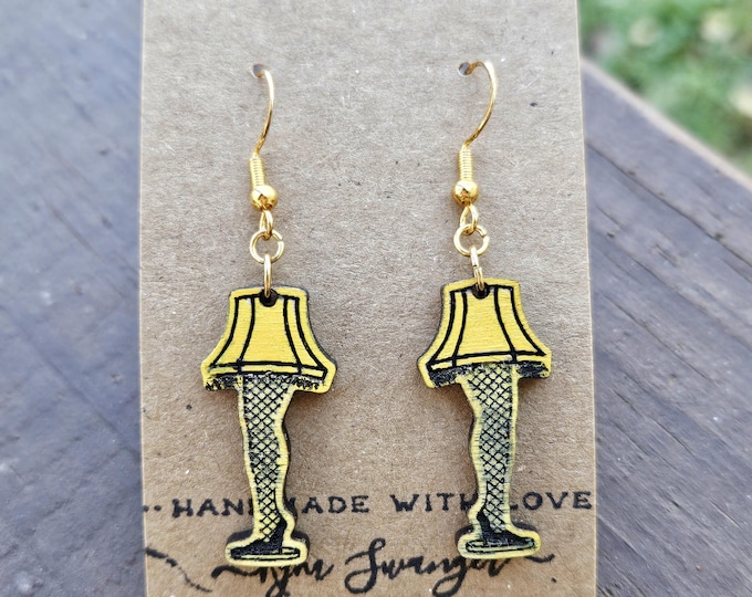 Christmas Story Leg Lamp Painted Dangle Earrings